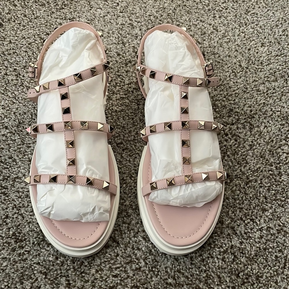Valentino Studded Pink Baby Pink Sandals EU40